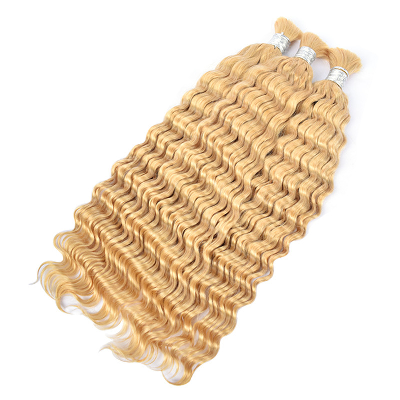 Donors 613 Blonde Deep Wave 100% Human Hair Bulk Hair For Braiding Bundles No Weft Braiding Hair Extension