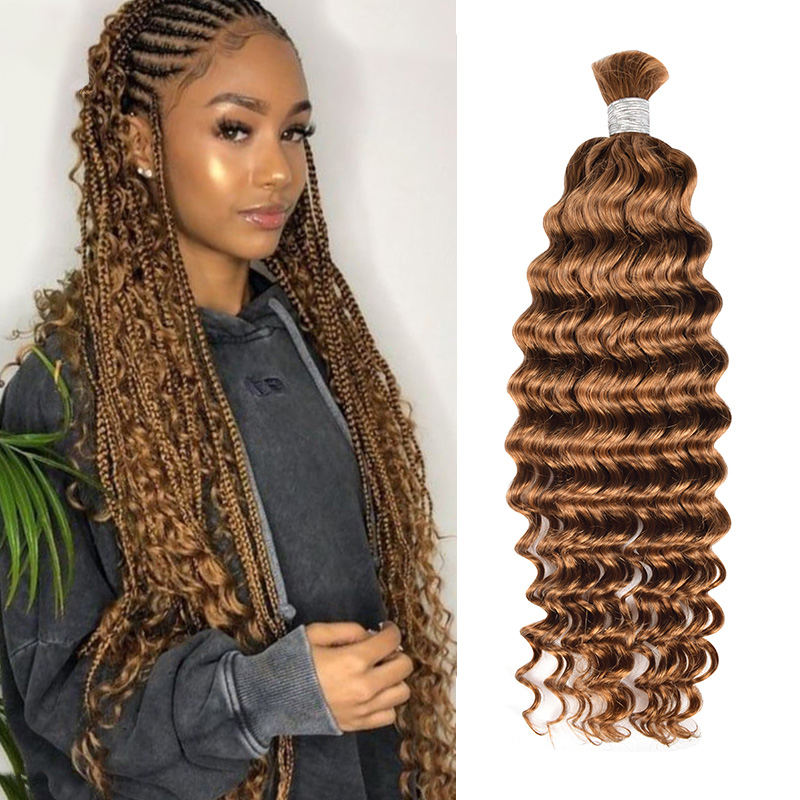 Donors Deep Wave 30# 100% Human Hair Bulk Hair For Braiding Bundles No Weft Braiding Hair Extension