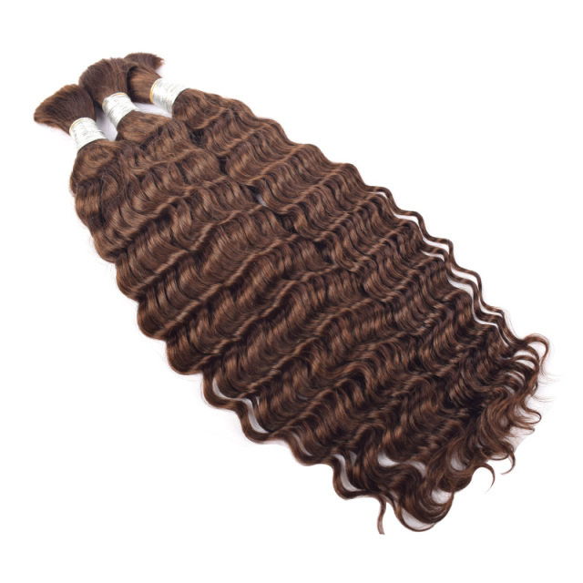 Donors 100% Human Hair 4# Bulk Hair For Braiding Bundles No Weft Deep Wave Braiding Hair Extension