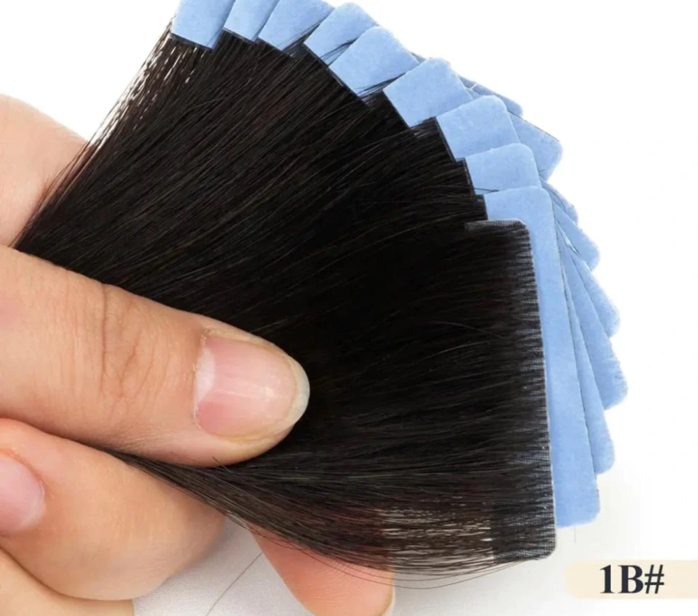 Donors Natural colour Tape In Straight Human Hair, Remy Tape in Hair Extensions Tape in Human Hair 50g 20pcs