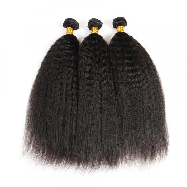 Donors Hair Unprocessed Kinky Straight Mink Hair 3 Pcs for Sew In