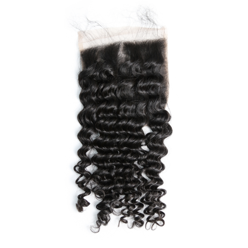 Donors hair Mink Hair Deep Wave 4x4 Transparent Lace Closure  100% Human Hair Weave