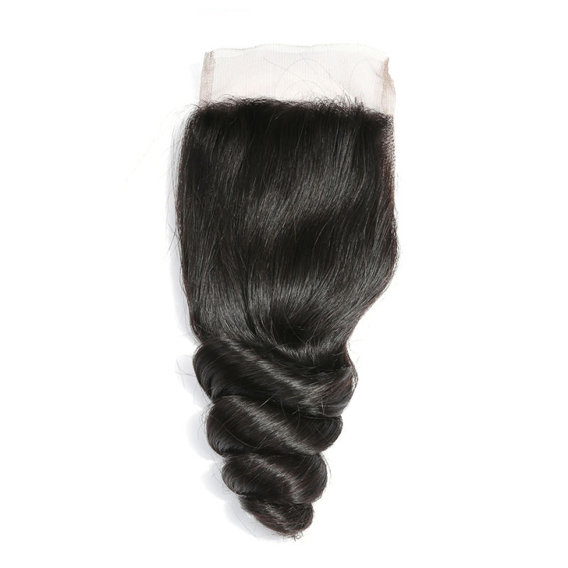 Donors hair Mink Hair Loose Wave 4x4 Transparent Lace Closure 100% Human Hair Weave