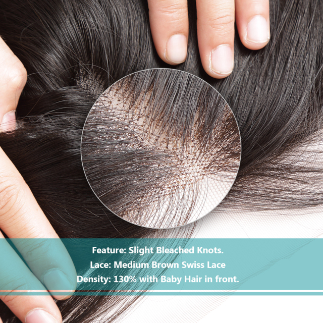 Donors Indian Wavy Raw Hair 13×4 HD Lace Frontal 100% Human Hair Baby Hair