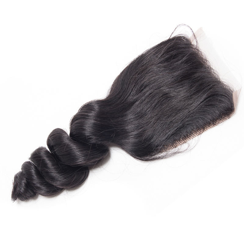 Donors hair Mink Hair Loose Wave 4x4 Transparent Lace Closure 100% Human Hair Weave