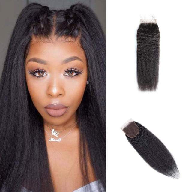 Donors Kinky Straight Mink Hair 4x4 Lace Closure