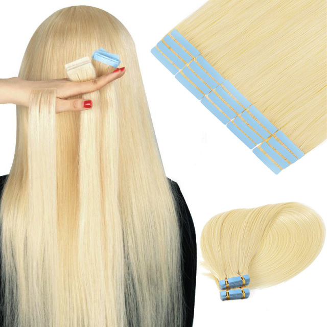 Donors 16"-30" Tape Ins 613 Blonde Color Straight Human Hair, Remy Tape in Hair Extensions 20inch Tape in Human Hair 50g 20pcs