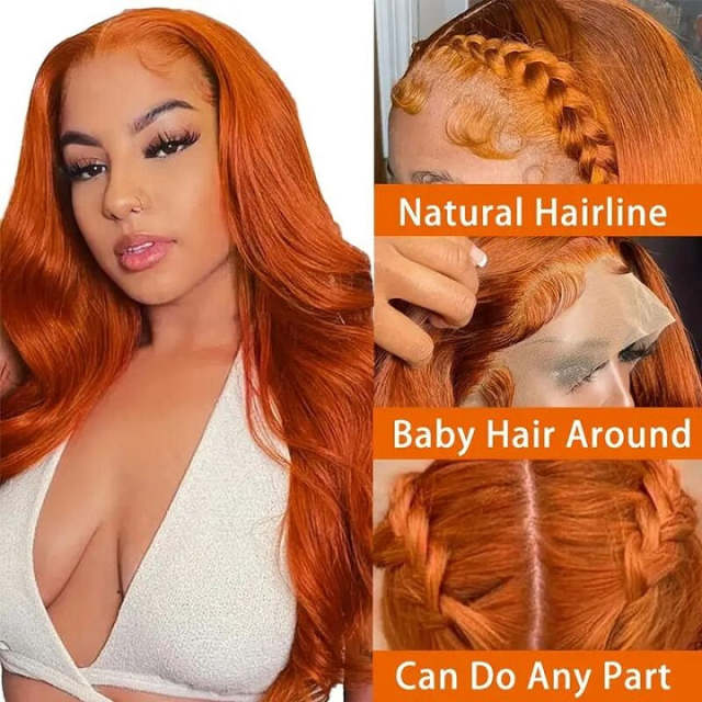 Donors #350 Ginger Colored Straight 13x4/4x4 transparen Lace 100% Human Hair Wig 180%Density