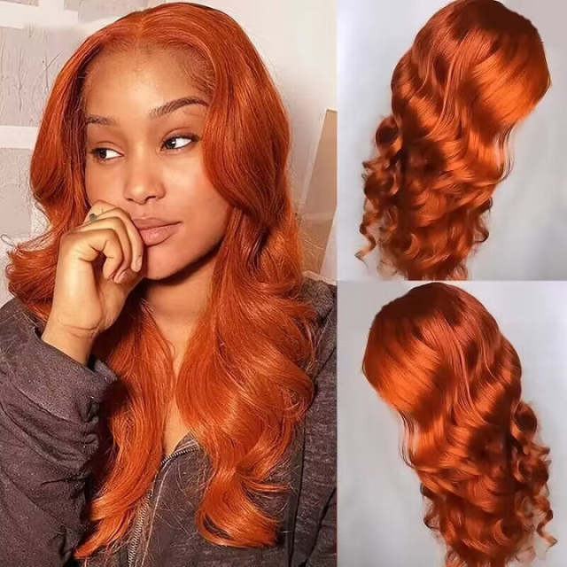 Donors #350 Ginger Colored Straight 13x4/4x4 transparen Lace 100% Human Hair Wig 180%Density