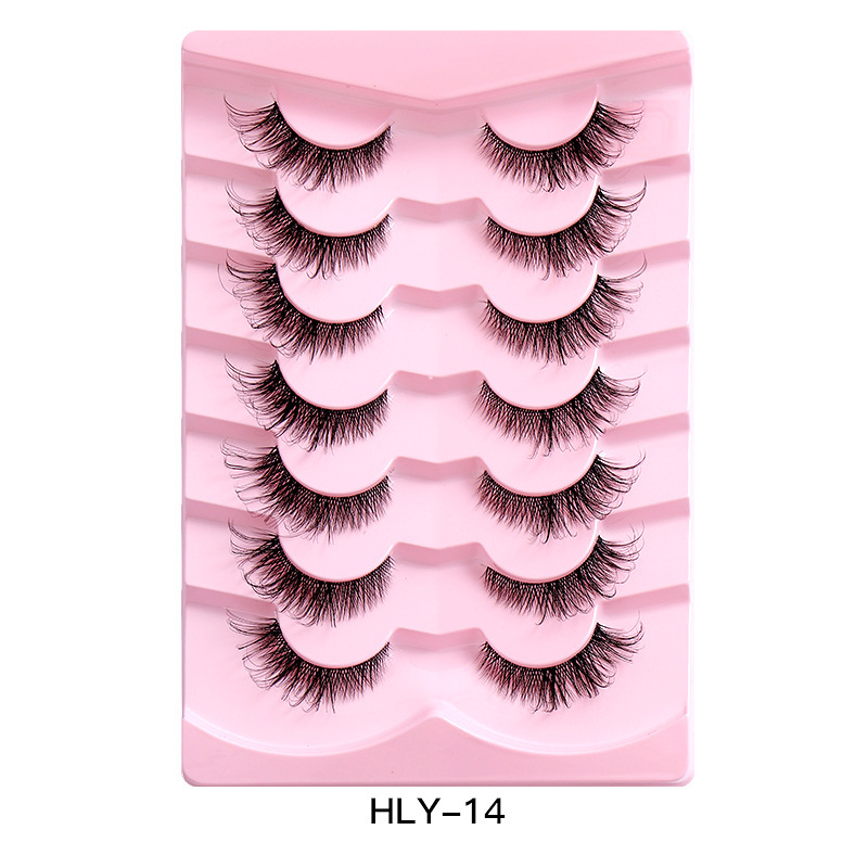 7 Pairs Fluffy False Eyelashes, 3DLashes Wispy Cat-Eye Look FauxLashes, Natural Look EyelashExtensions,Volumized FalseEyelashes