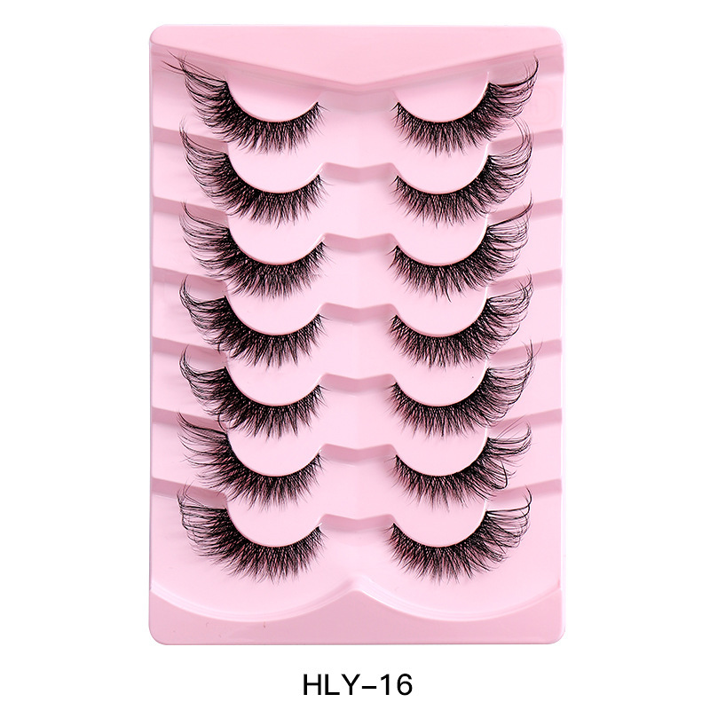 7 Pairs Fluffy False Eyelashes, 3DLashes Wispy Cat-Eye Look FauxLashes, Natural Look EyelashExtensions,Volumized FalseEyelashes