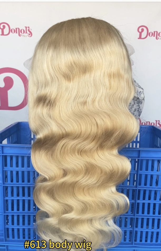 Donors #613 Blonde Body Wave Transparent Lace Frontal Pre-made 100% Human Hair Wig