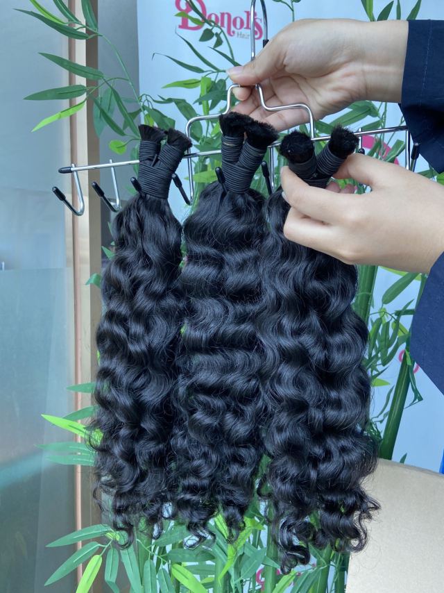 Donors hair Raw Burmese Curly 100% Human Hair Natural Black Bulk Hair For Braiding Bundles No Weft Braiding Hair Extension