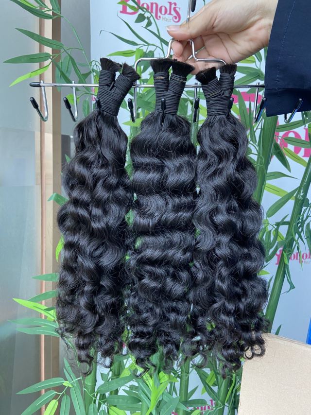 Donors hair Raw Burmese Curly 100% Human Hair Natural Black Bulk Hair For Braiding Bundles No Weft Braiding Hair Extension