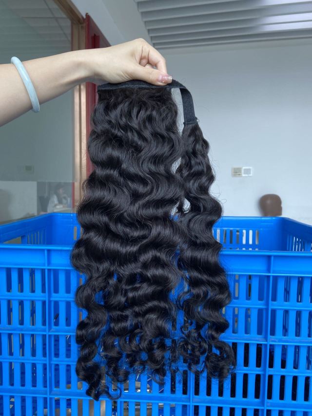 Donor Hairs Raw Burmese Curly 100% Raw Hair Clip in Weave Ponytail Extensions