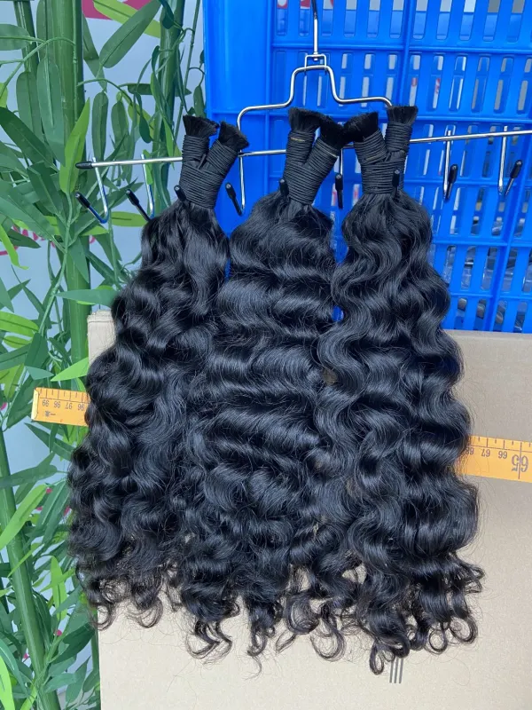 Donors hair Raw Burmese Curly 100% Human Hair Natural Black Bulk Hair For Braiding Bundles No Weft Braiding Hair Extension