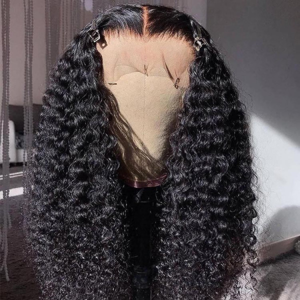 Donors Natural colour Raw Hai Indian curly 13*4 13*6 HD / Transparent Full Lace Frontal Wig 100%humhair hair