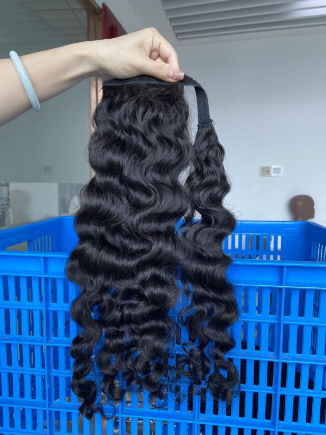 Donor Hairs Raw Burmese Curly 100% Raw Hair Clip in Weave Ponytail Extensions