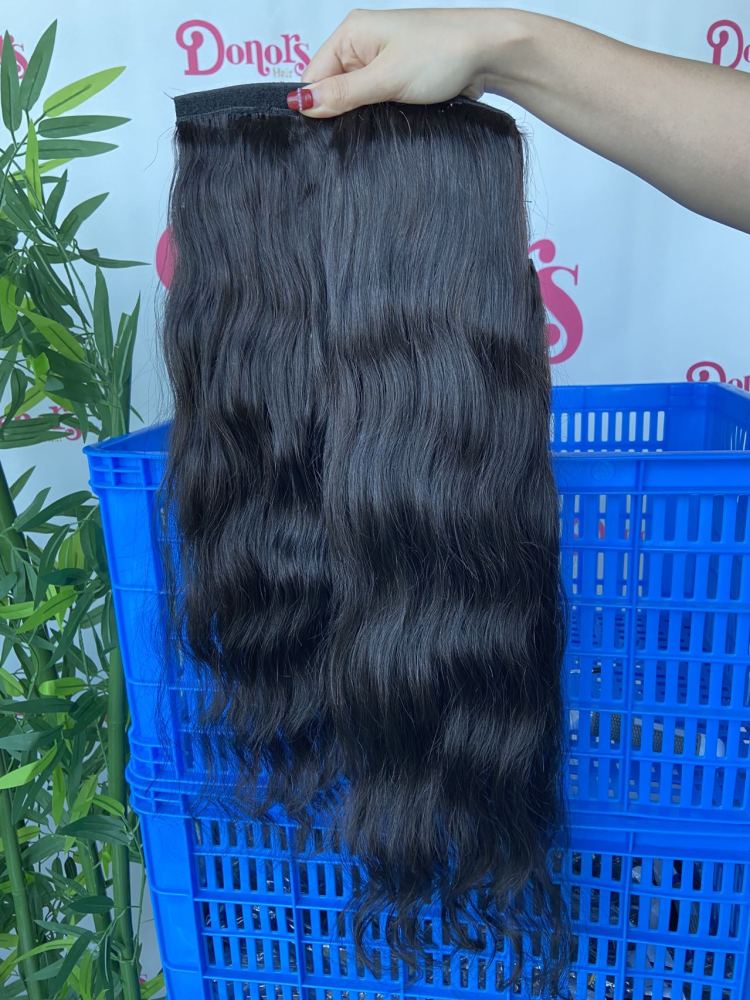 Donor Hairs Raw Indian Wavy 100% Raw Hair Clip in Weave Ponytail Extensions