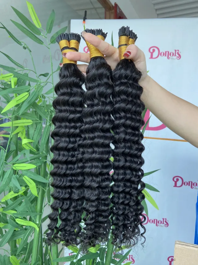 Donors Mink I Tip deep wave Hair Extension 100 roots/pack