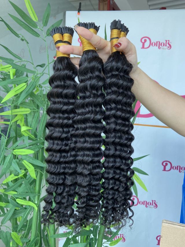 Donors Mink I Tip deep wave Hair Extension 100 roots/pack