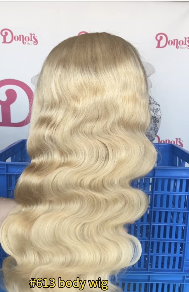 Donors #613 Blonde Body Wave Transparent Lace Frontal Pre-made 100% Human Hair Wig