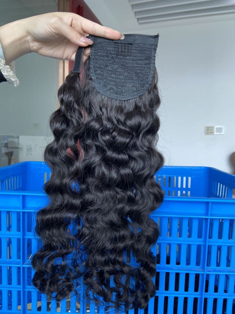 Donor Hairs Raw Burmese Curly 100% Raw Hair Clip in Weave Ponytail Extensions
