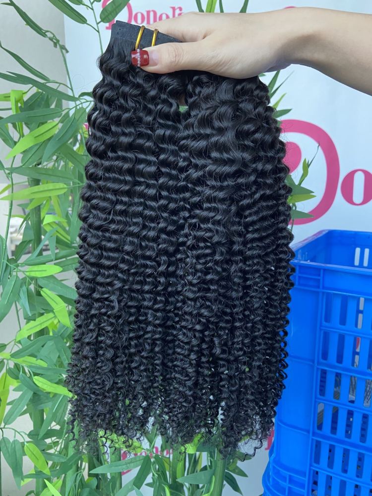 Donors Mink Hair Seamless Clip-In Silk Curly Hair Extensions 6Pcs/Set