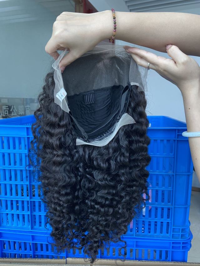Donors Natural colour Raw Hai Indian curly 13*4 13*6 HD / Transparent Full Lace Frontal Wig 100%humhair hair
