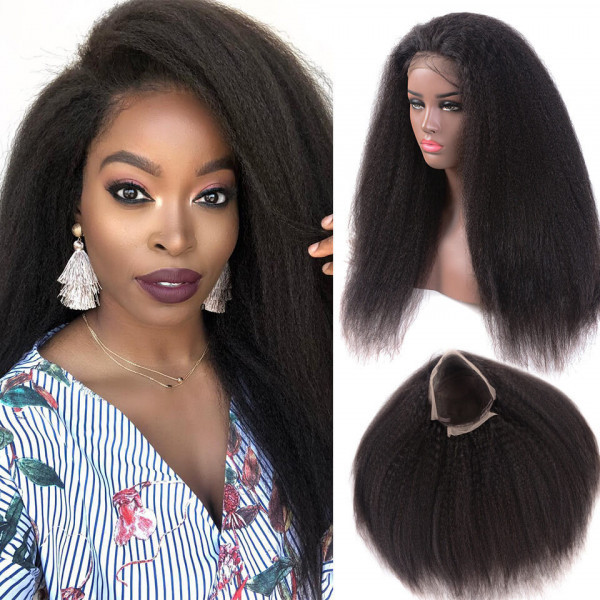 Donors Mink Hair Kinky Straight 13*4/13*6 Full HD / Transparent Closure pre made 100% Human Hair Wig 180% / 200% Density