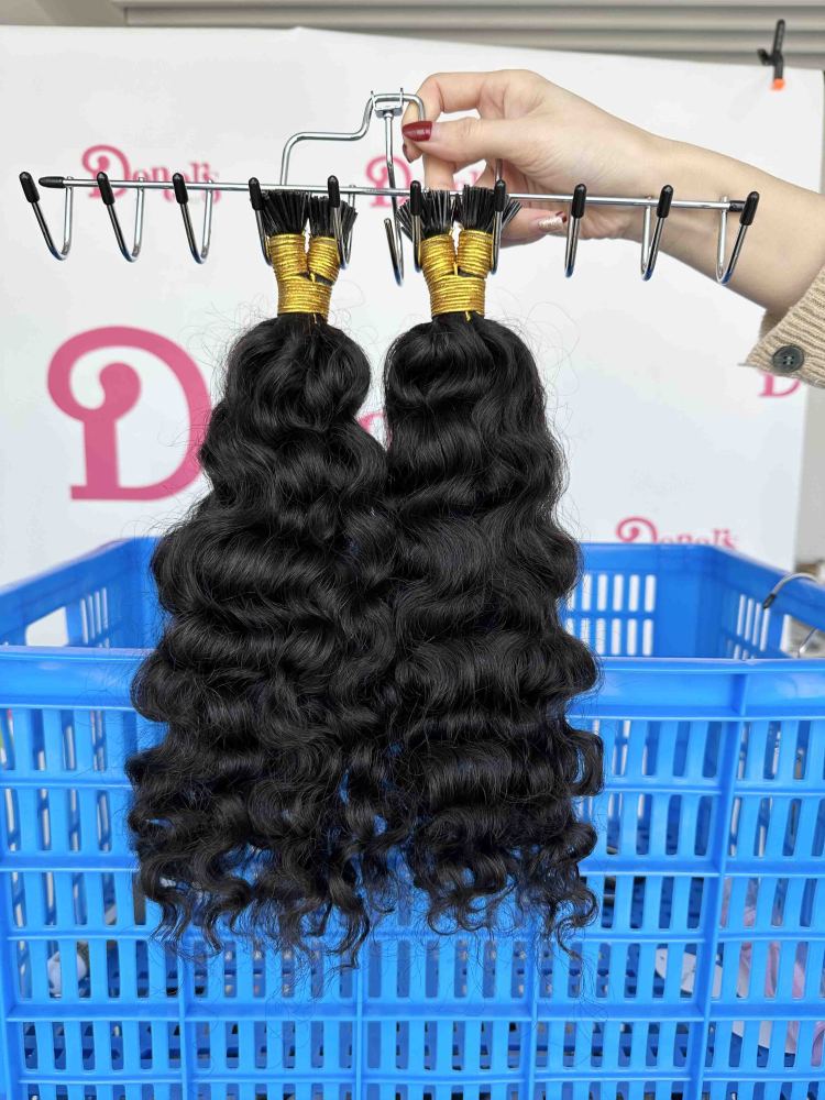 Donors Hair Natural Colour Raw Burmese curly I Tip Hair Extension 100 Roots/Pack