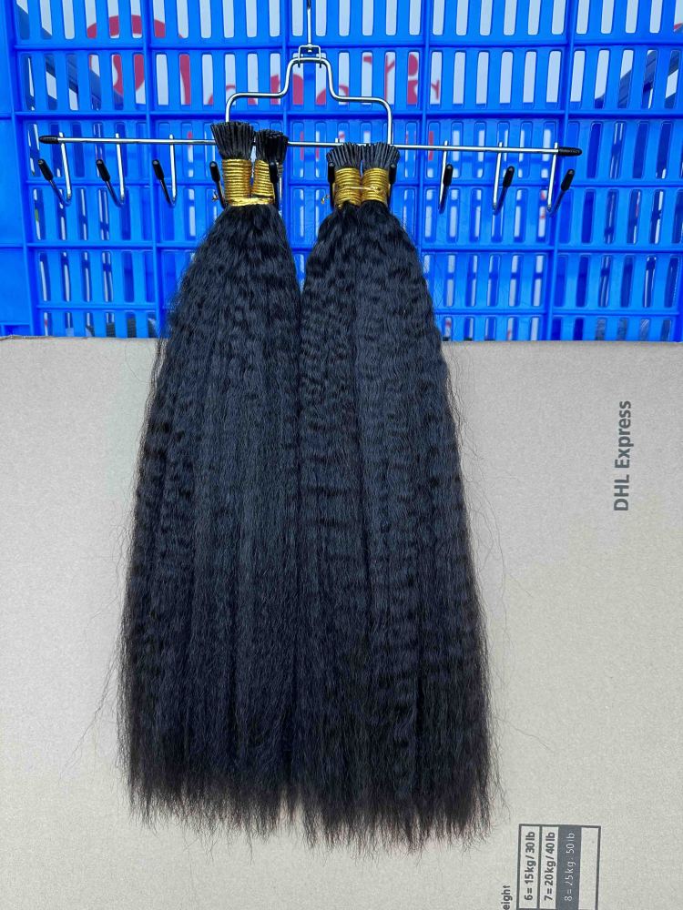 Donors Hair Natural Colour kinky straight I Tip Hair Extension 100 Roots/Pack