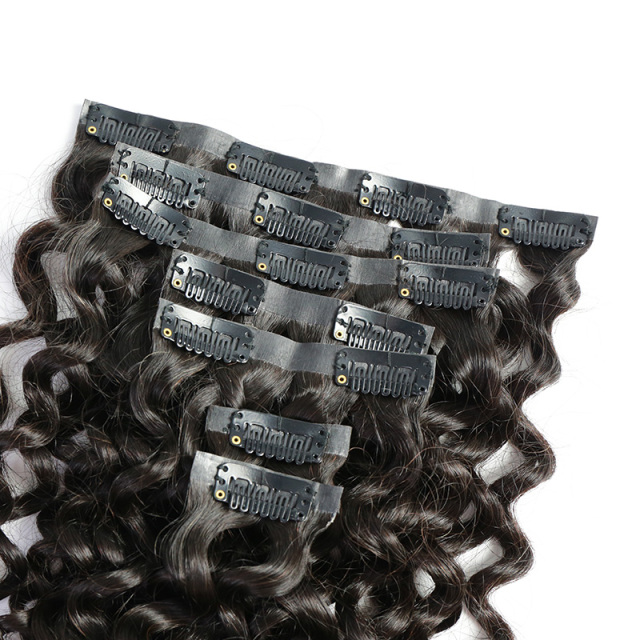 Donors Mink Hair Seamless Clip-In Silk Water Wave Hair Extensions 7Pcs/Set