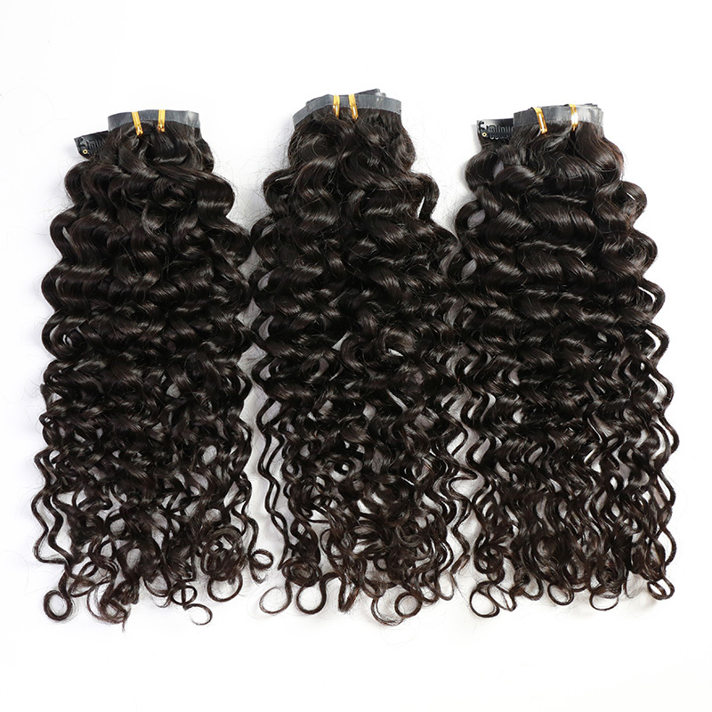 Donors Mink Hair Seamless Clip-In Silk Water Wave Hair Extensions 7Pcs/Set