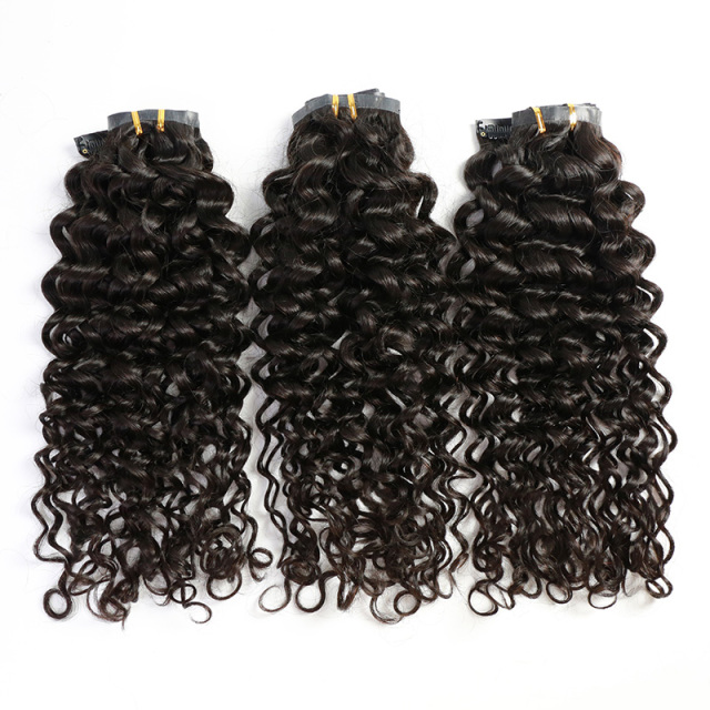 Donors Mink Hair Seamless Clip-In Silk Water Wave Hair Extensions 7Pcs/Set