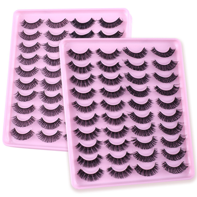 20 Pairs Fuffy False Eyelashes, 3DLashes Wispy Cat-Eye Look FauxLashes, Natural Look EyelashExtensions, Volumized FalseEyelashes