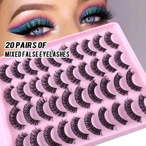 20 Pairs Fuffy False Eyelashes, 3DLashes Wispy Cat-Eye Look FauxLashes, Natural Look EyelashExtensions, Volumized FalseEyelashes