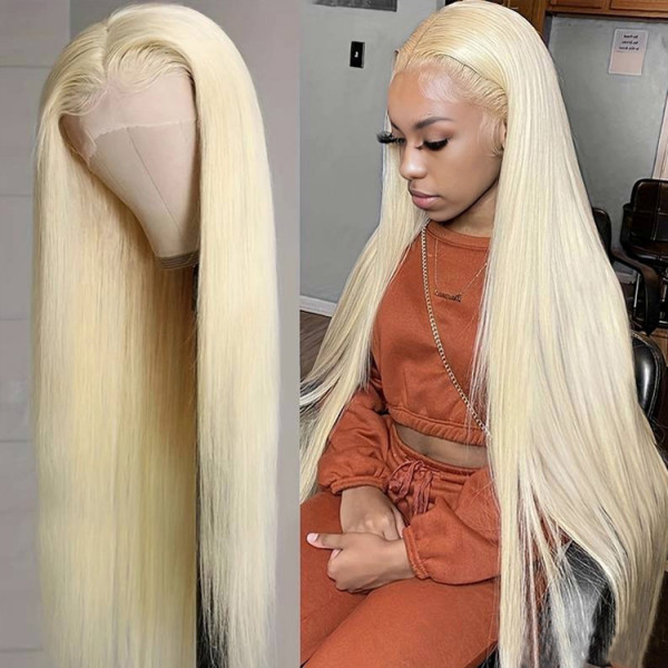Donors Hair #613 Ginger Colored Straight 13x4/4x4 transparen Lace 100% Human Hair Wig 180%Density