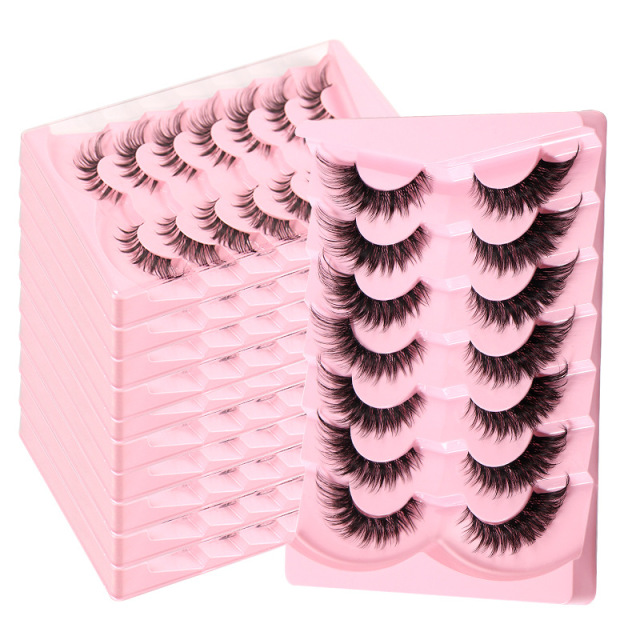 7 Pairs Fluffy False Eyelashes, 3DLashes Wispy Cat-Eye Look FauxLashes, Natural Look EyelashExtensions,Volumized FalseEyelashes