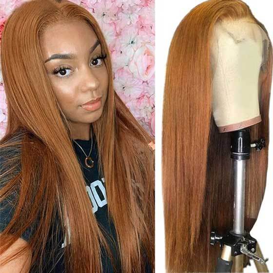 Donors Hair #30 Colored Straight 13x4/4x4 transparen Lace 100% Human Hair Wig 180%Density