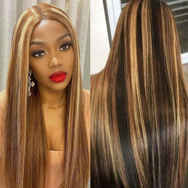 Donors Hair #4/30 Colored Straight 13x4/4x4 transparen Lace 100% Human Hair Wig 180%Density