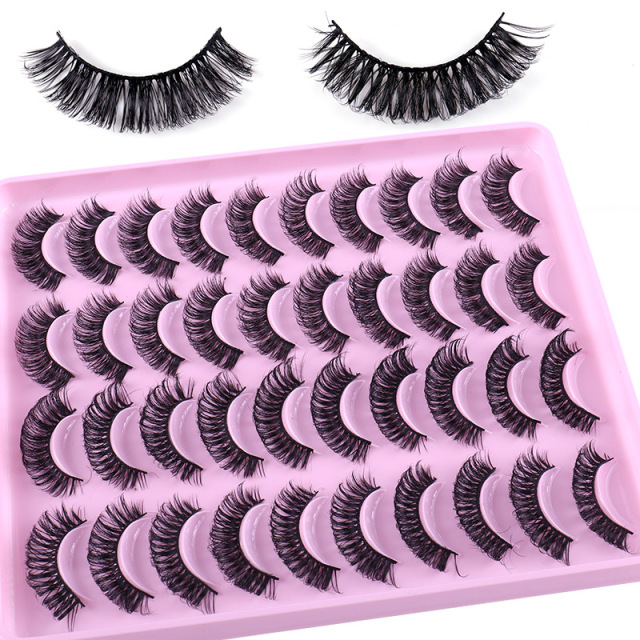 20 Pairs Fuffy False Eyelashes, 3DLashes Wispy Cat-Eye Look FauxLashes, Natural Look EyelashExtensions, Volumized FalseEyelashes