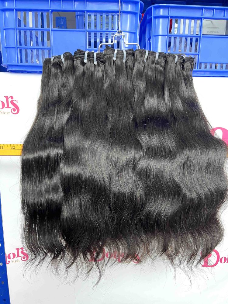 Donors Hair Raw Indian Wavy 3 Bundles with &  13x4 Transparent Lace Frontal