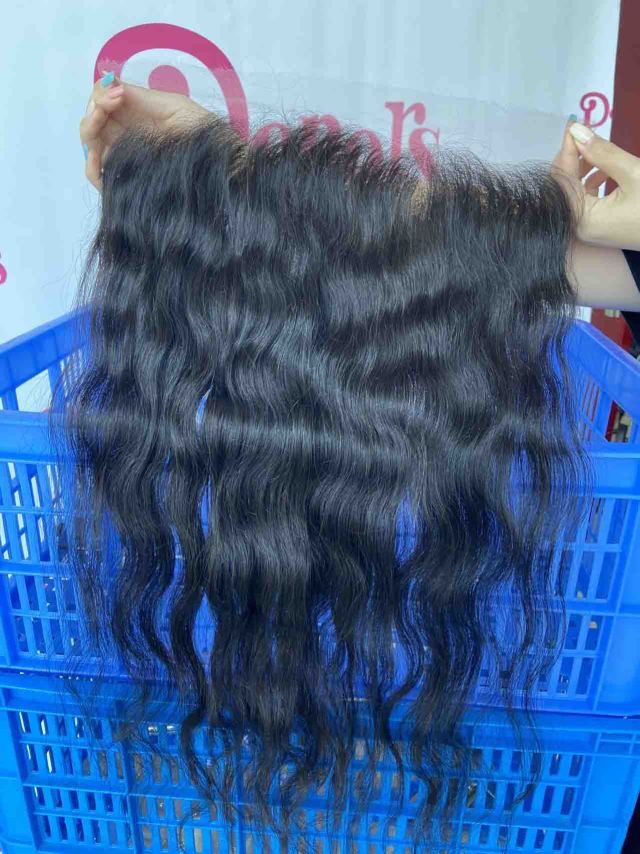 Donors Hair Raw Indian Wavy 13x6 HD / Transparent Lace Frontal 100% Human Hair Baby Hair