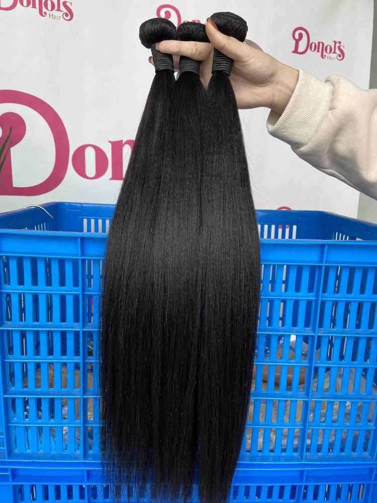 Donors Hair Natural colour Mink  Yaki Straight Bundle Hair 100% Human Hair 