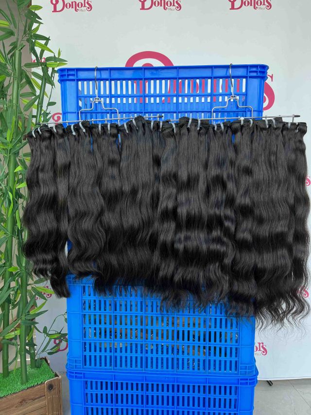 Donors Hair Raw Indian Wavy 3 Bundles Dale 100% Human Hair Natural Colour