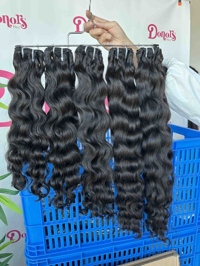 Donors Hair Raw Burmese Wavy 3 Bundles with &amp;  13x4 Transparent Lace Frontal