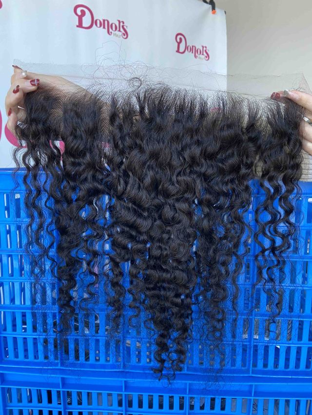 Donors Hair Raw Indian Curly 13x4 HD Lace Frontal 100% Human Baby Hair