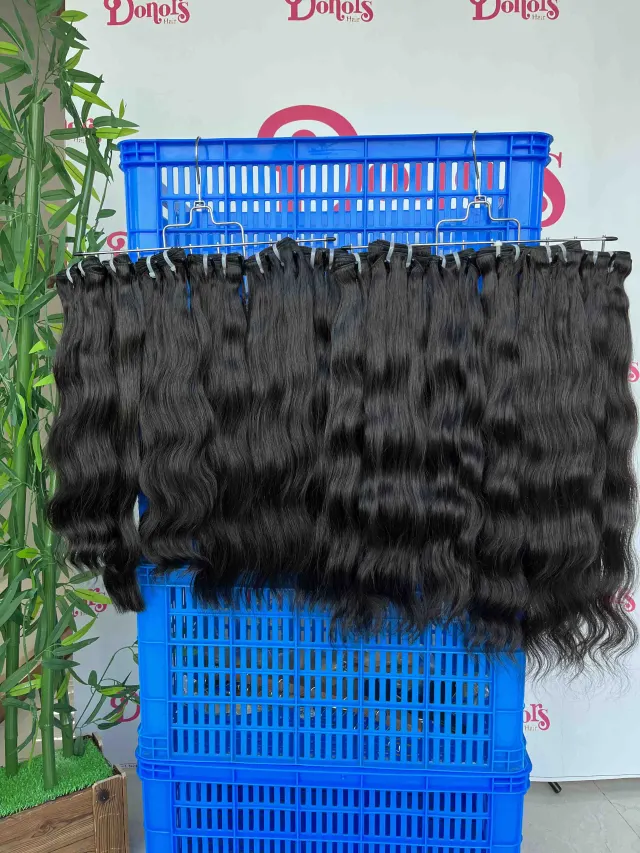 Donors Hair Raw Indian Wavy 3 Bundles with &amp;  13x4 Transparent Lace Frontal