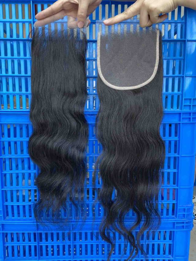 Donors Hair Raw Indian Wavy 6x6 HD / Transparent Lace Closure 100% Human Hair Baby Hair